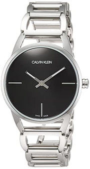  Shop Authentic Calvin Klein Stately Black Dial Silver Steel Strap Watch for Women - K3G23121 - Luxxuri