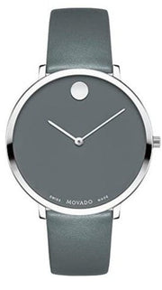  Shop Authentic Movado Museum 70th Anniversary Grey Dial Grey Leather Strap Watch For Women - 0607144 - Luxxuri