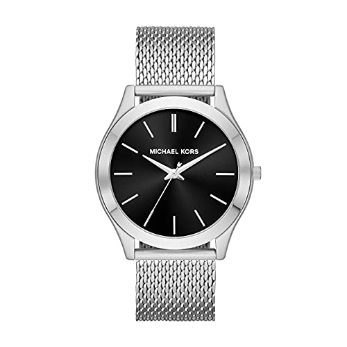  Shop Authentic Michael Kors Slim Runway Analog Black Dial Silver Mesh Bracelet Watch For Men - MK8606 - Luxxuri