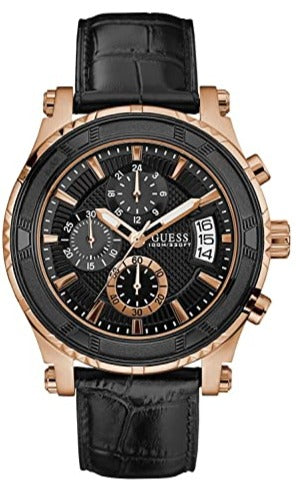  Shop Authentic Guess Pinnacle Chronograph Quartz Black Dial Black Leather Strap Watch For Men - W0673G5 - Luxxuri