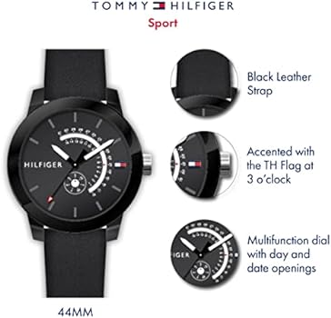  Shop Authentic Tommy Hilfiger Denim Quartz Black Dial Black Leather Strap Watch for Men - 1791479 - Luxxuri