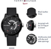  Shop Authentic Tommy Hilfiger Denim Quartz Black Dial Black Leather Strap Watch for Men - 1791479 - Luxxuri