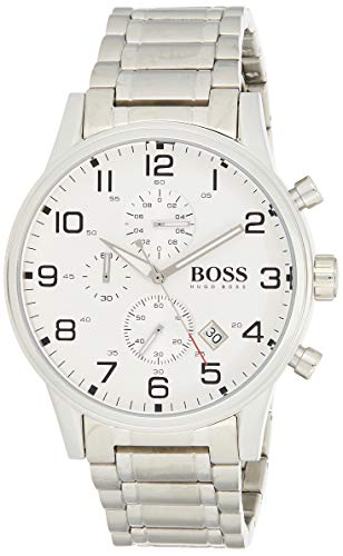  Shop Authentic Hugo Boss Aeroliner Chronograph White Dial Silver Steel Strap Watch for Men - 1513182 - Luxxuri