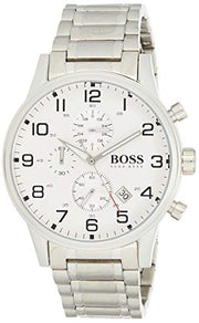  Shop Authentic Hugo Boss Aeroliner Chronograph White Dial Silver Steel Strap Watch for Men - 1513182 - Luxxuri