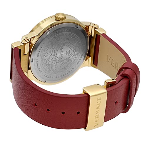  Shop Authentic Versace Greca Silver Dial Red Leather Strap Watch for Women - VEVH00420 - Luxxuri