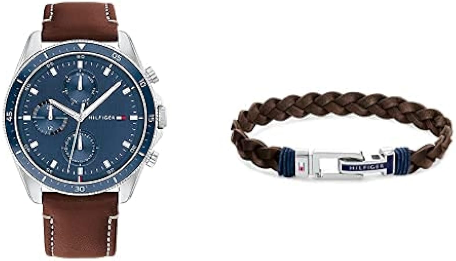  Shop Authentic Tommy Hilfiger Parker Chronograph Blue Dial Brown Leather Strap Watch For Men - 1791837 - Luxxuri
