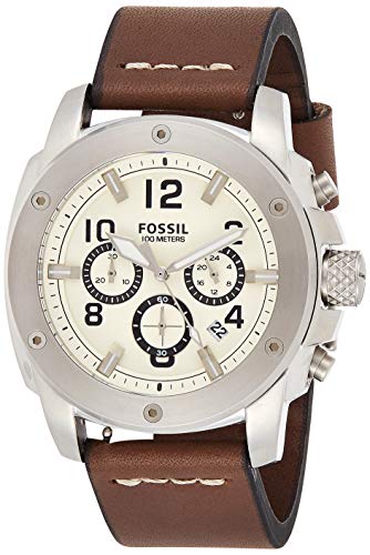  Shop Authentic Fossil Modern Machine White Dial Brown Leather Strap Watch for Men - FS4929 - Luxxuri