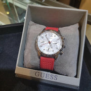  Shop Authentic Guess Marina Chronograph Quartz White Dial Red Rubber Strap Watch for Women - W1025L2 - Luxxuri