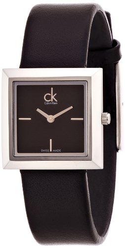  Shop Authentic Calvin Klein Mark Black Dial Black Leather Strap Watch for Women - K3R231C1 - Luxxuri