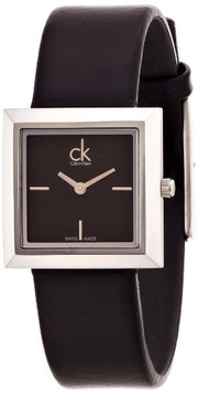  Shop Authentic Calvin Klein Mark Black Dial Black Leather Strap Watch for Women - K3R231C1 - Luxxuri