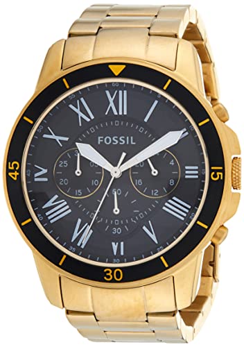  Shop Authentic Fossil Inscription Automatic Black Dial Gold Steel Strap Watch for Men - FS5267 - Luxxuri