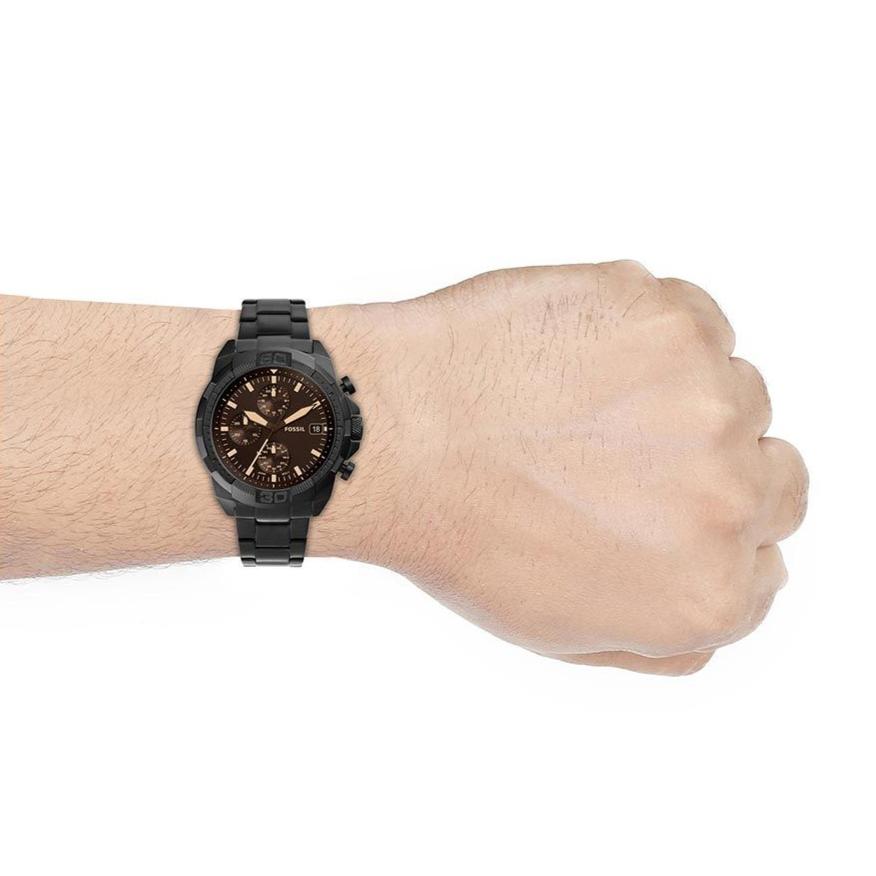  Shop Authentic Fossil Bronson Chronograph Black Dial Black Steel Strap Watch for Men - FS5851 - Luxxuri