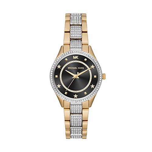  Shop Authentic Michael Kors Lauryn Crystal Pave Black Dial Two Tone Steel Strap Watch For Women - MK4403 - Luxxuri