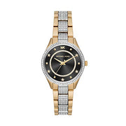  Shop Authentic Michael Kors Lauryn Crystal Pave Black Dial Two Tone Steel Strap Watch For Women - MK4403 - Luxxuri