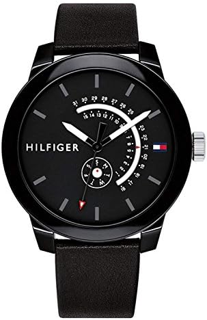  Shop Authentic Tommy Hilfiger Denim Quartz Black Dial Black Leather Strap Watch for Men - 1791479 - Luxxuri