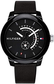  Shop Authentic Tommy Hilfiger Denim Quartz Black Dial Black Leather Strap Watch for Men - 1791479 - Luxxuri