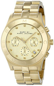  Shop Authentic Marc Jacobs Blade Chronograph Gold Dial Gold Steel Strap Watch for Women - MBM3101 - Luxxuri