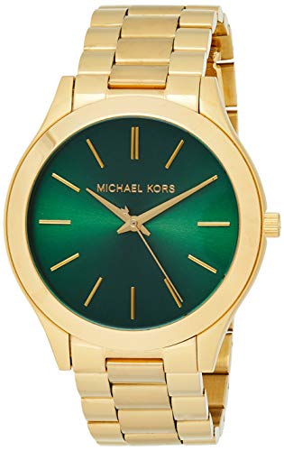  Shop Authentic Michael Kors Slim Runway Green Dial Gold Steel Strap Watch for Women - MK3435 - Luxxuri
