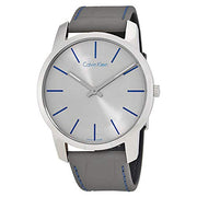  Shop Authentic Calvin Klein City Silver Dial Grey Leather Strap Watch for Men - K2G211Q4 - Luxxuri