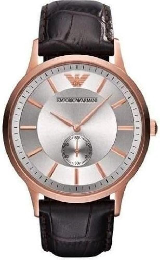  Shop Authentic Emporio Armani Classic Analog Silver Dial Brown Leather Strap Watch For Men - AR9101 - Luxxuri