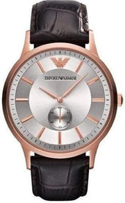  Shop Authentic Emporio Armani Classic Analog Silver Dial Brown Leather Strap Watch For Men - AR9101 - Luxxuri