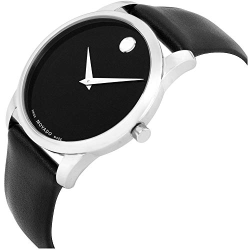  Shop Authentic Movado Museum Black Dial Black Leather Strap Watch For Men - 606502 - Luxxuri
