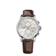  Shop Authentic Hugo Boss Jet Chronograph Quartz Silver Dial Brown Leather Strap Watch For Men - HB1513280 - Luxxuri