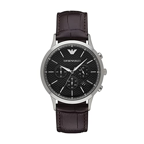  Shop Authentic Emporio Armani Renato Chronograph Black Dial Brown Leather Strap Watch For Men - AR2482 - Luxxuri