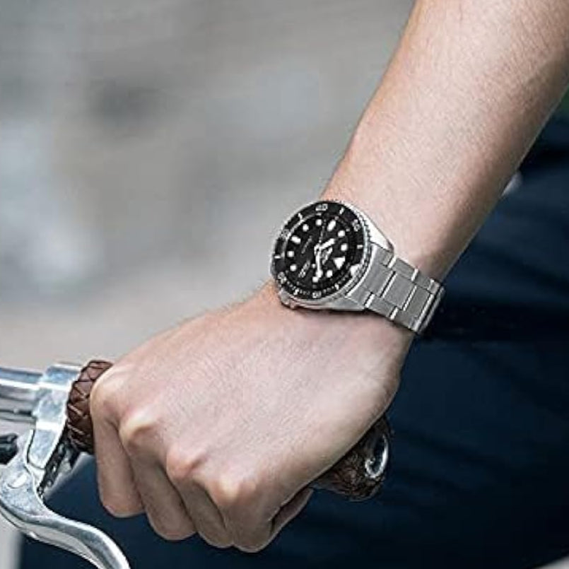  Shop Authentic Seiko 5 Sports Automatic Day Date Black Dial Silver Steel Strap Watch for Men - SRPD55K1 - Luxxuri