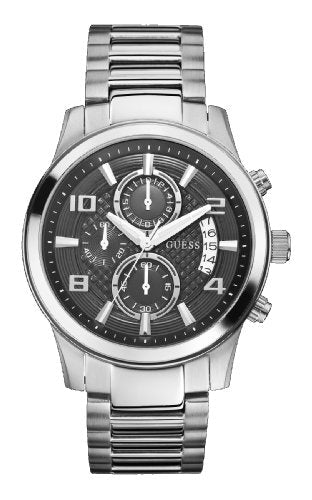  Shop Authentic Guess Exec Chronograph Quartz Black Dial Silver Steel Strap Watch For Men - W0075G1 - Luxxuri