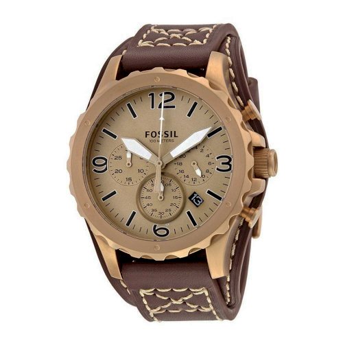  Shop Authentic Fossil Nate Chronograph Gold Dial Brown Leather Strap Watch for Men - JR1495 - Luxxuri