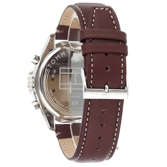  Shop Authentic Tommy Hilfiger Parker Chronograph Blue Dial Brown Leather Strap Watch For Men - 1791837 - Luxxuri