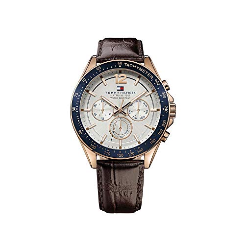  Shop Authentic Tommy Hilfiger Luke Quartz White Dial Brown Leather Strap Watch for Men - 1791118 - Luxxuri