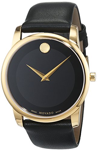  Shop Authentic Movado Museum Black Dial Black Leather Strap Watch For Men - 606876 - Luxxuri