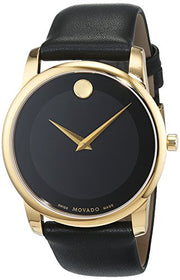  Shop Authentic Movado Museum Black Dial Black Leather Strap Watch For Men - 606876 - Luxxuri