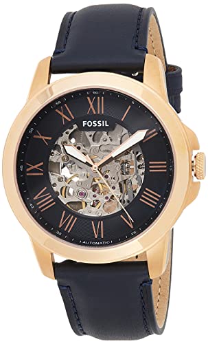  Shop Authentic Fossil Grant Automatic Skeleton Blue Dial Blue Leather Strap Watch for Men - ME3102 - Luxxuri