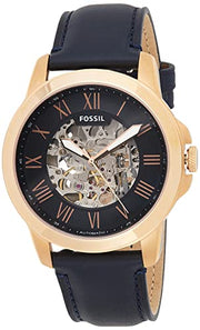  Shop Authentic Fossil Grant Automatic Skeleton Blue Dial Blue Leather Strap Watch for Men - ME3102 - Luxxuri