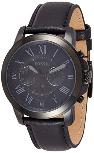  Shop Authentic Fossil Grant Chronograph Black Dial Black Leather Strap Watch for Men - FS5132 - Luxxuri