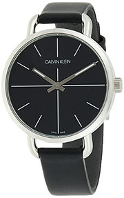  Shop Authentic Calvin Klein Even Black Dial Black Leather Strap Watch for Women  - K7B231CZ - Luxxuri