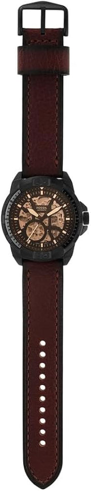  Shop Authentic Fossil Bronson Automatic Skeleton Black Dial Brown Leather Strap Watch for Men - ME3219 - Luxxuri