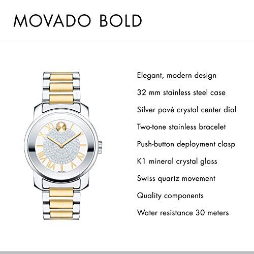  Shop Authentic Movado Bold Silver Dial Two Tone Steel Strap Watch For Women - 3600256 - Luxxuri
