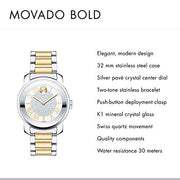  Shop Authentic Movado Bold Silver Dial Two Tone Steel Strap Watch For Women - 3600256 - Luxxuri