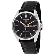  Shop Authentic Tag Heuer Carrera Day Date Black Dial Black Leather Strap Watch for Men - WBN2013.FC6503 - Luxxuri