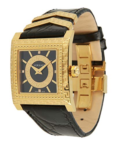  Shop Authentic Versace VD-25 Diamonds Black Dial Black Leather Strap Watch for Women - VQF020015 - Luxxuri
