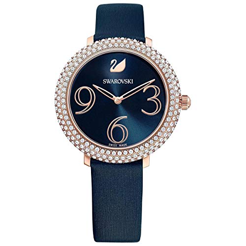  Shop Authentic Swarovski Crystal Frost Blue Dial Blue Leather Strap Watch for Women - 5484061 - Luxxuri