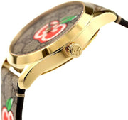  Shop Authentic Gucci G Timeless Quartz Brown Dial Brown Leather Strap Watch For Men - YA1264158 - Luxxuri