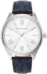  Shop Authentic Michael Kors Benning Three Hand Silver Dial Blue Leather Strap Watch For Men - MK8930 - Luxxuri