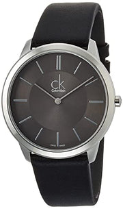  Shop Authentic Calvin Klein Minimal Black Dial Black Leather Strap Watch for Men - K3M211C4 - Luxxuri
