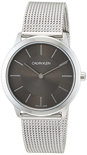  Shop Authentic Calvin Klein Minimal Grey Dial Silver Mesh Bracelet Watch for Men - K3M22124 - Luxxuri