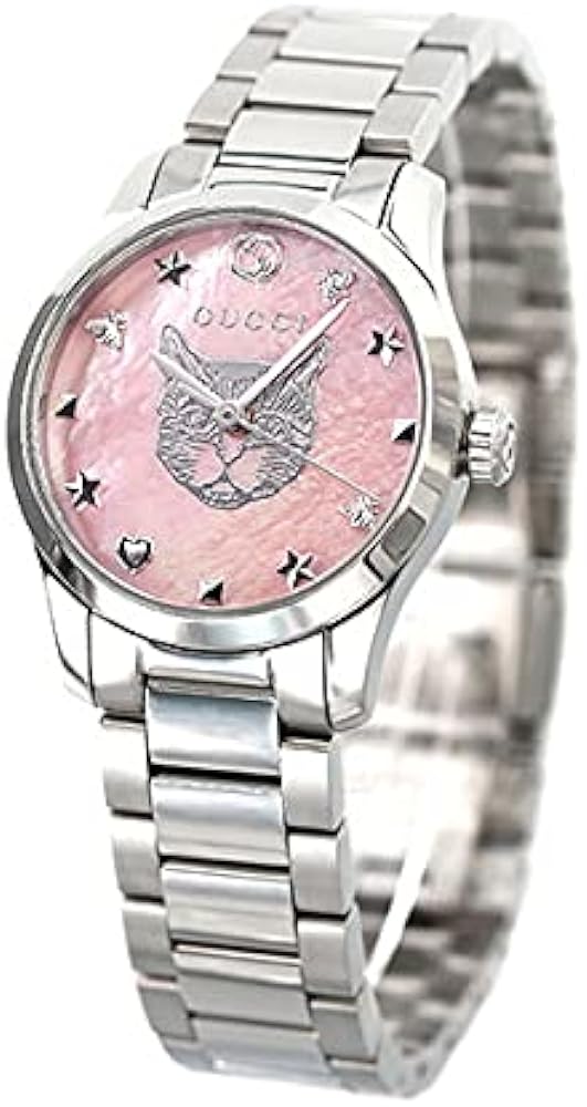  Shop Authentic Gucci G Timeless Quartz Mother of Pearl Pink Dial Silver Steel Strap Watch For Women - YA1265013 - Luxxuri